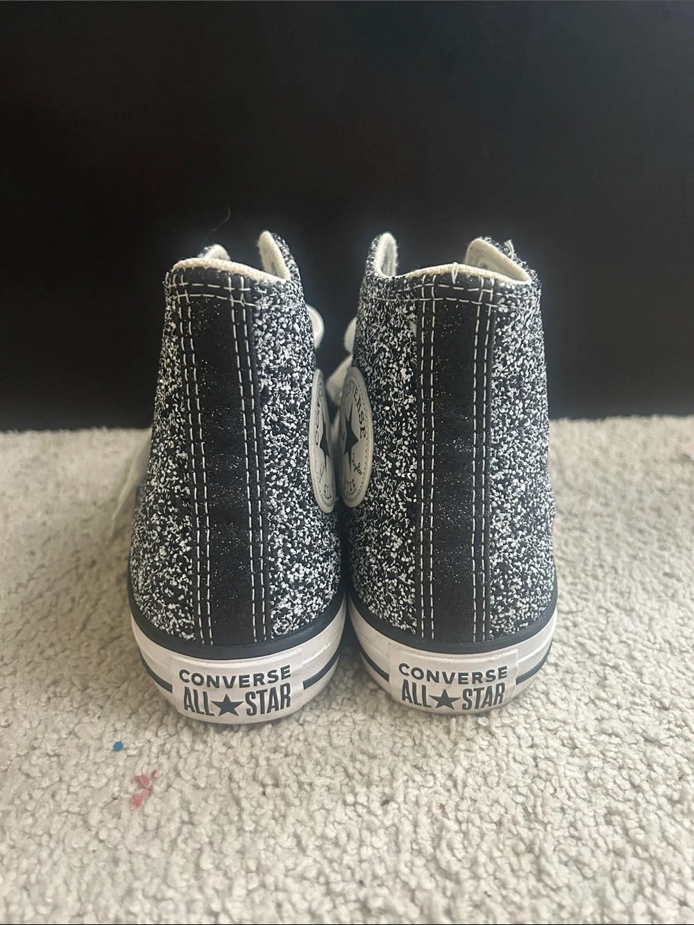 Converse High Top Glitter Sneakers - Black & Silver Size 7 EUC - Picture 7 of 12